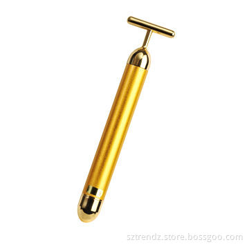 T-shaped face massager for face lifting & slimming with vibration & gold-plated head, waterproof